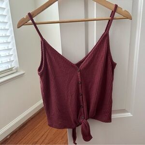Pink waffle knit tank